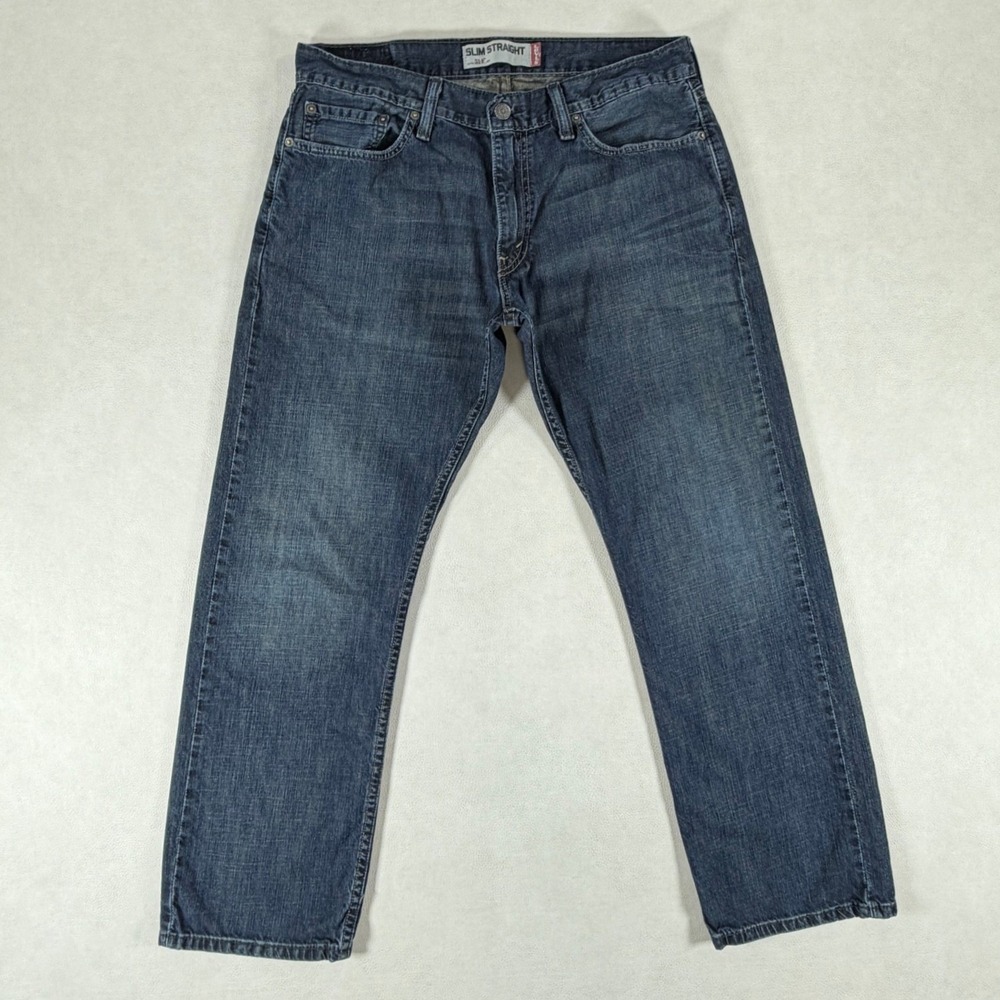 Vintage Levis 514 Slim Straight Jeans Mens 34x30 Dark Wash Blue Cotton Denim